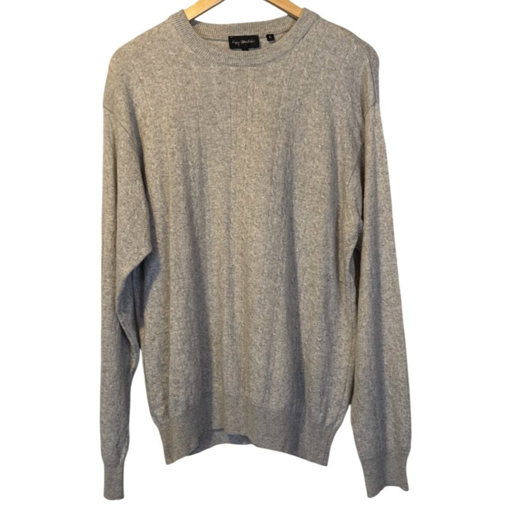 Enzo Mantovani Gray Cable Knit Cashmere Silk Sweater L‎ Minimalist Quiet Luxury